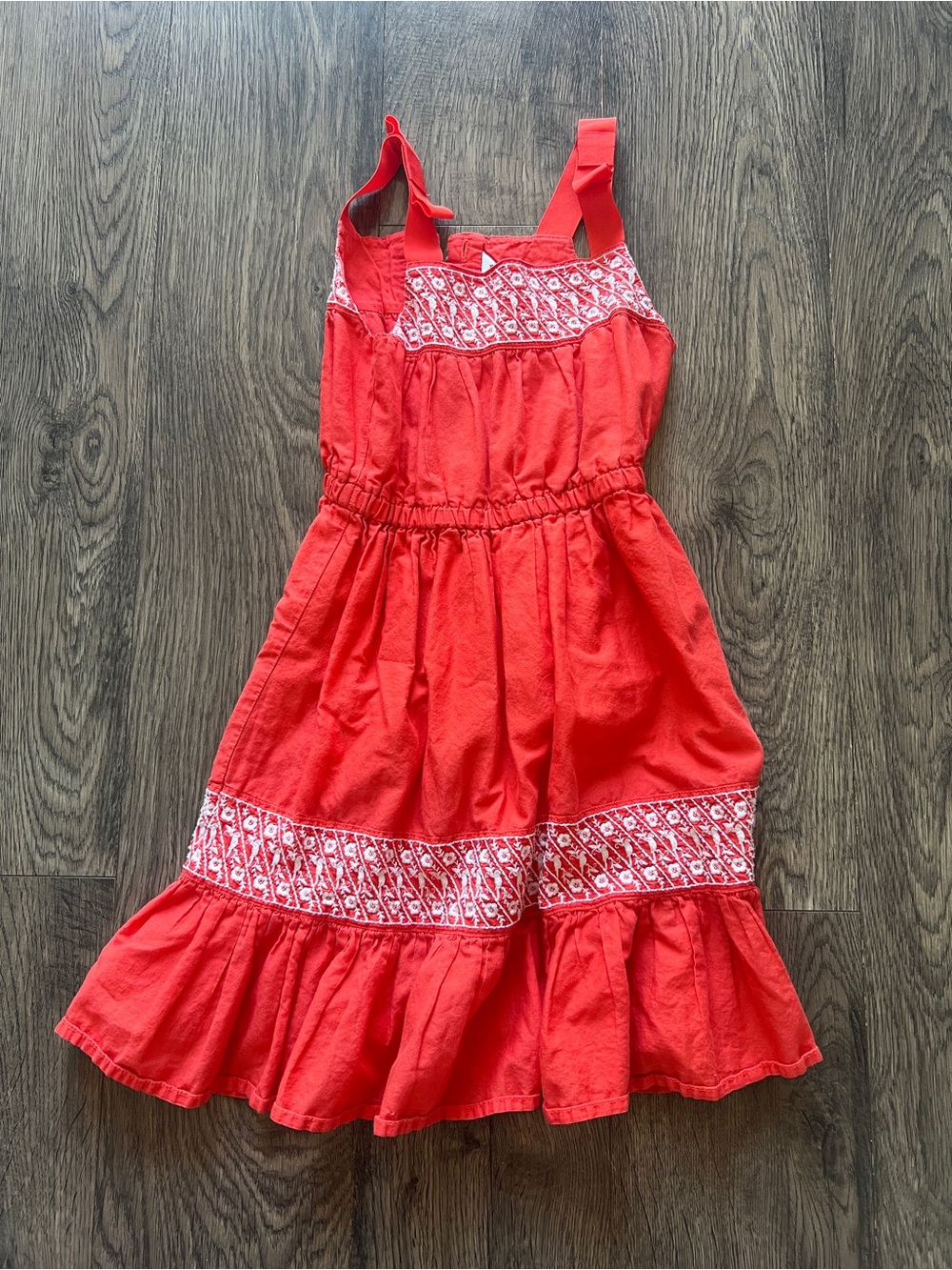 Janie and Jack Red Embroidered Tiered Cotton Sundress